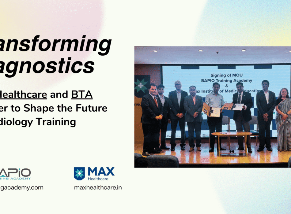 Representatives and leaders from Max Healthcare and the BAPIO Training Academy pose together to announce their new partnership aimed at enhancing medical training in India